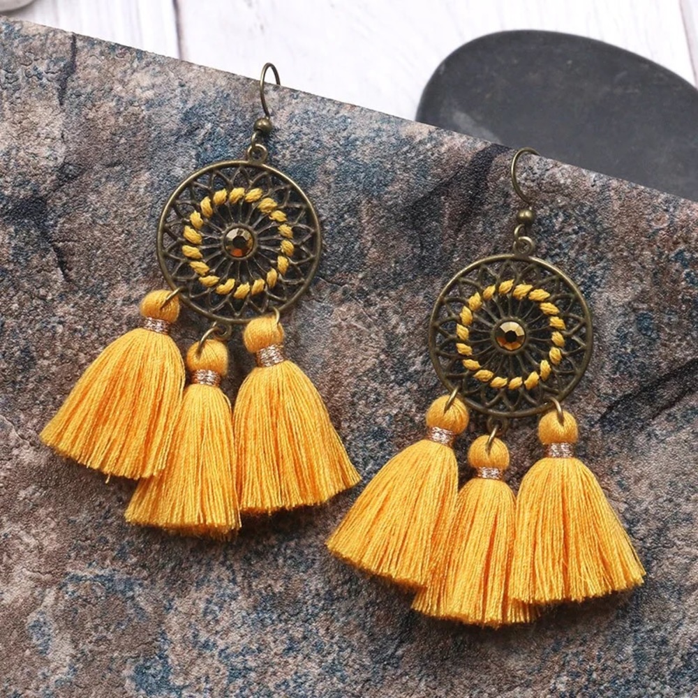 Bohemian Cord Drop Long Tassel Earrings